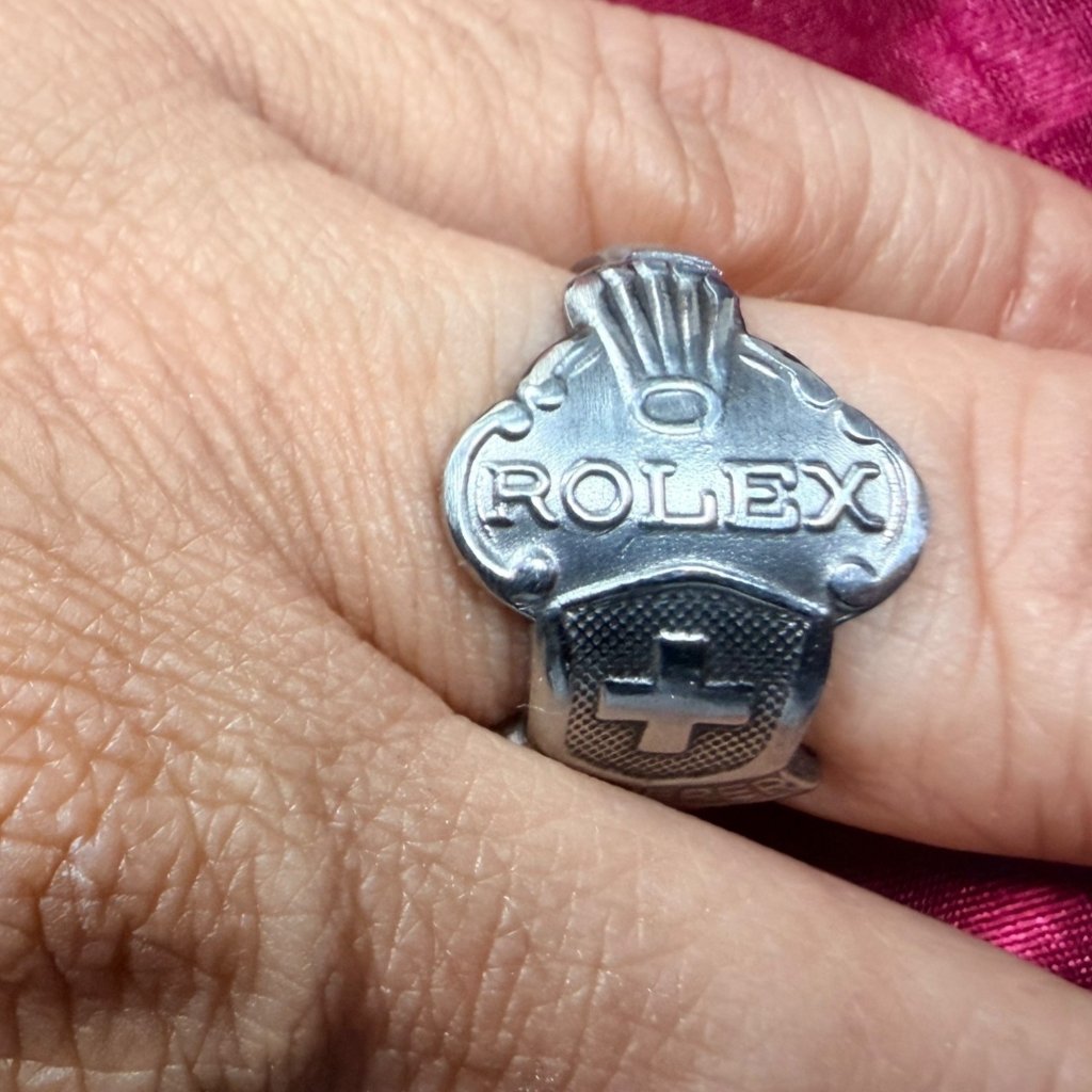 Vintage Rolex Bucherer Spoon Ring Switzerland Lausanne SilverPlated Sz 85